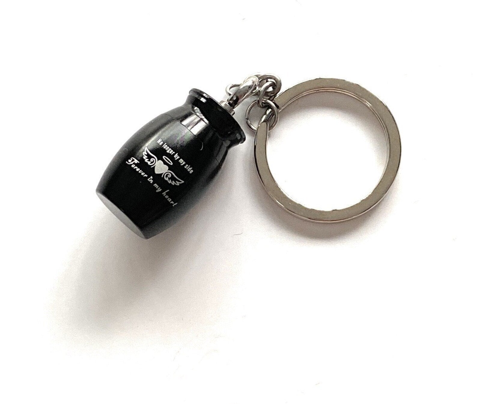 Mini capsule pendant charm key ring for screwing for carrying small items/powder etc. To-Go in black