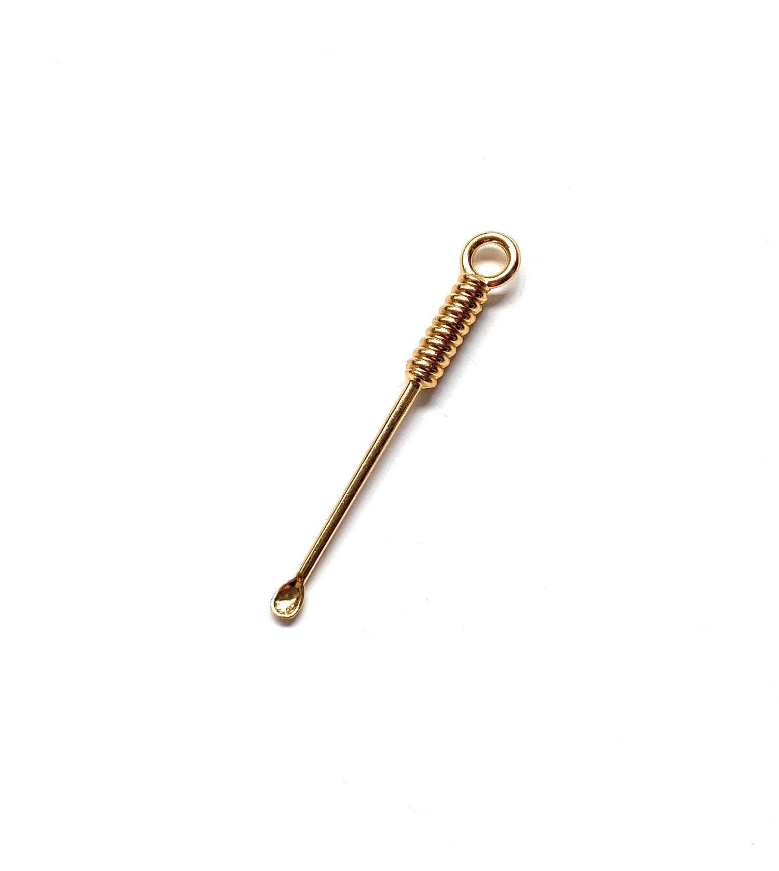 Mini-cuchara (70mm) en diseño espiral – Oro con anillo de llavero