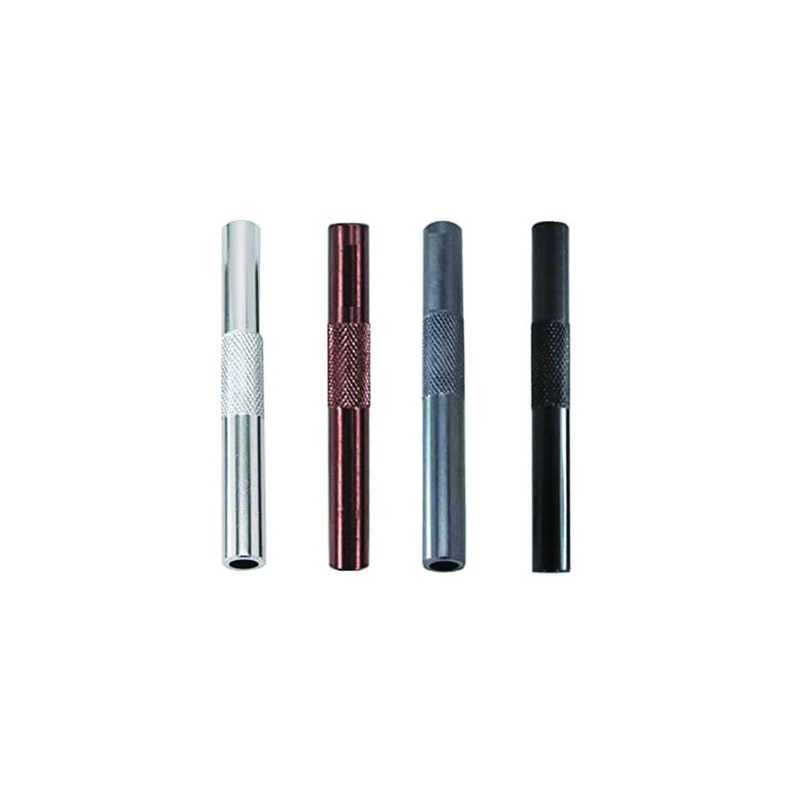 Tube set including pull and hack card - 2 pieces - made of aluminum - pull tube - snuff - snorter dispenser - length 70mm chrome