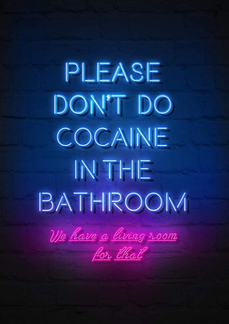 Gift Set Please don't do Cocaine in the bathroom Poster + tube, dispenser, dispenser with spoon and card Blue sniff snuff colds