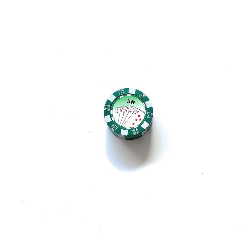 Grinder "Poker Chip" Verde 45mm – Stile, Compatto & Funzionale