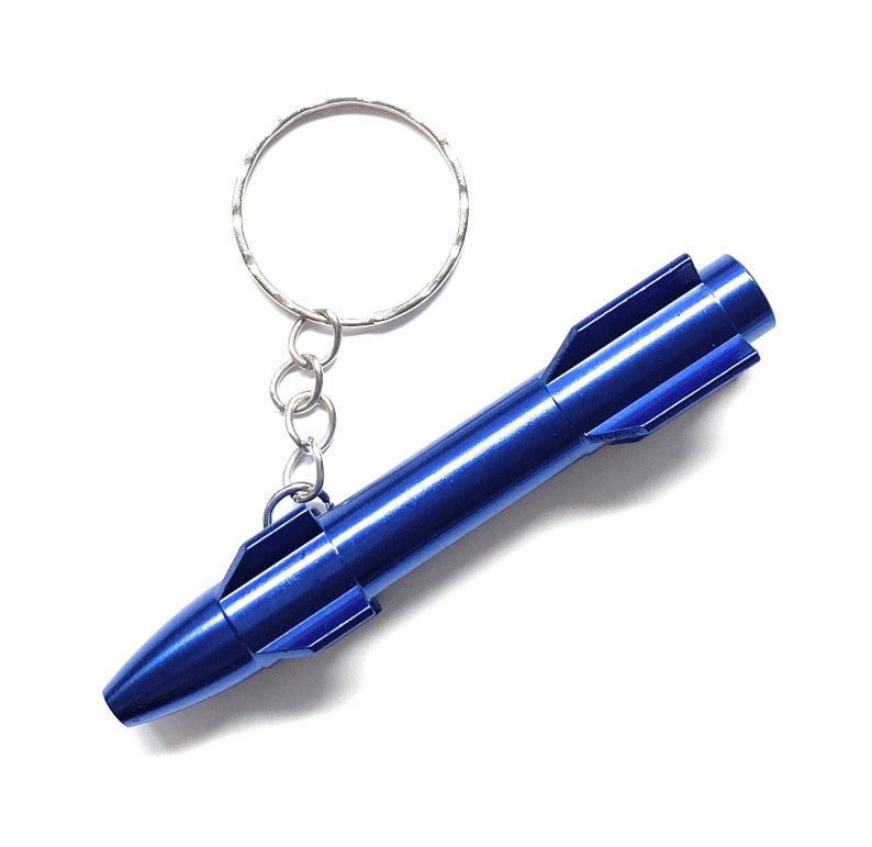 Röhrchen To-Go de aluminio en óptica de cohete – para tu tabaco de rapé - tubo - dispensador de snuff - snorter – longitud 75mm azul