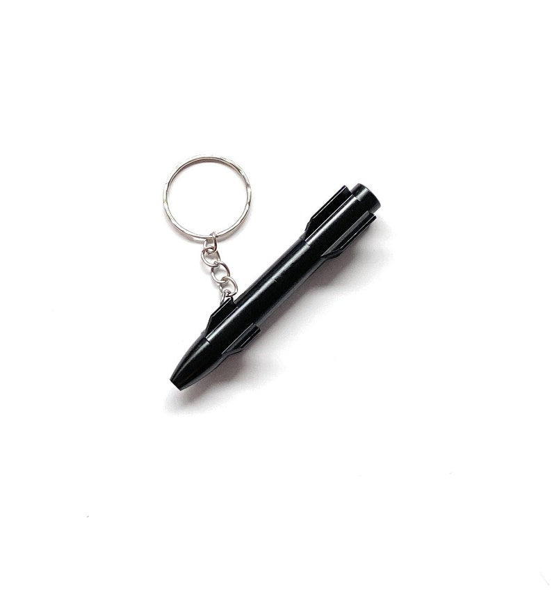 Aluminum Ziehröhrchen in rocket design with keychain - Black