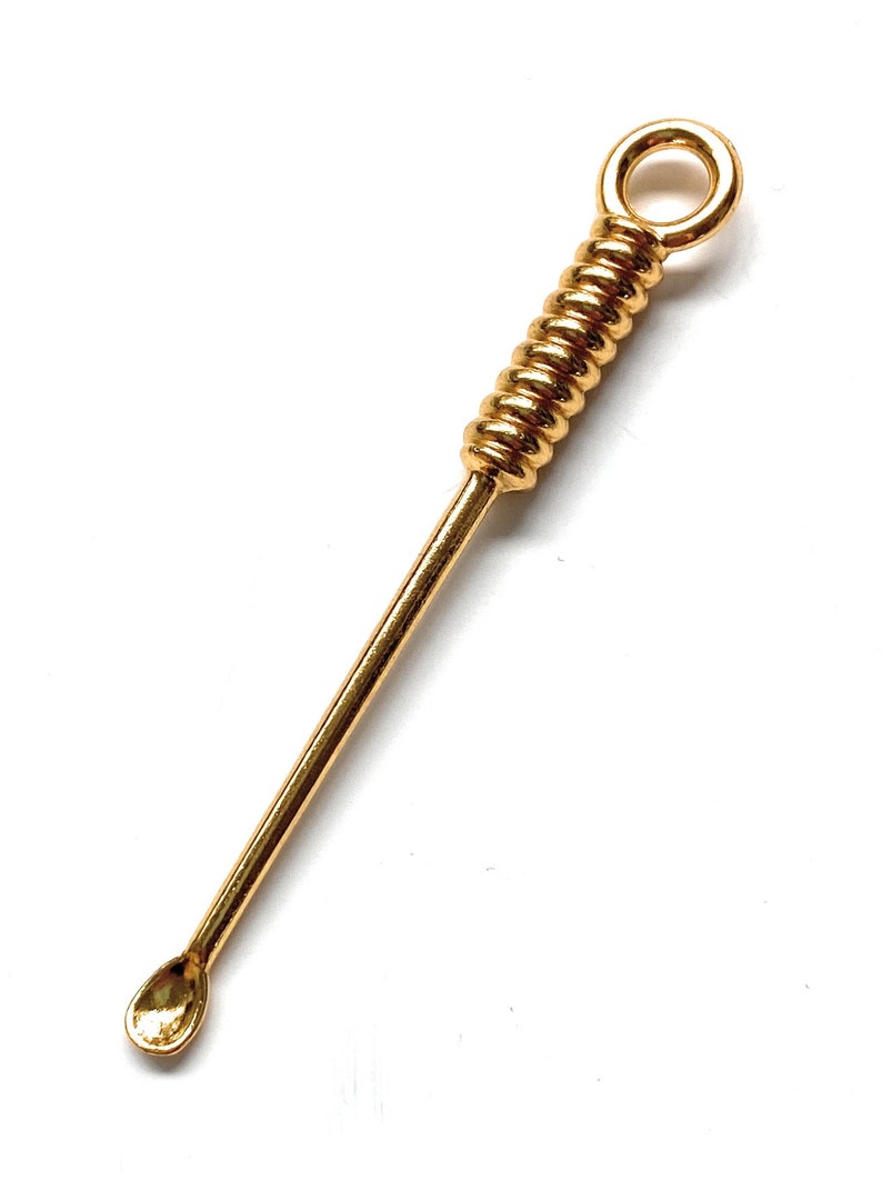 Mini-cuchara (70mm) en diseño espiral – Oro con anillo de llavero