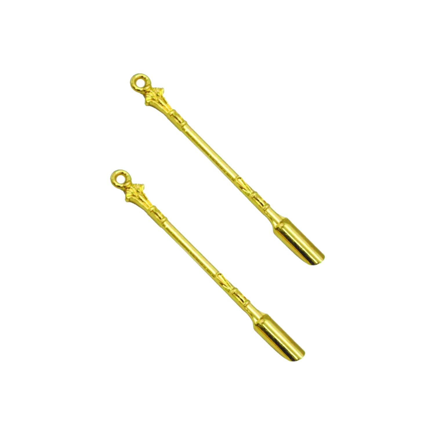 2 xMini Löffel (85mm) Charm Sniffer Snorter Snuff Snorter Powder Löffel Smoking Zubehör mit chinesischem Schriftzug in Gold