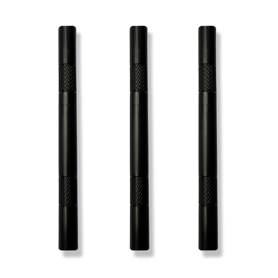 Tube set - 4 pieces - black matt tube made of aluminum - for your snuff - draw - tube - snuff - snorter - smoke pipe - stable, light, elegant nuff - dispenser - length 80mm - stable, light, elegant