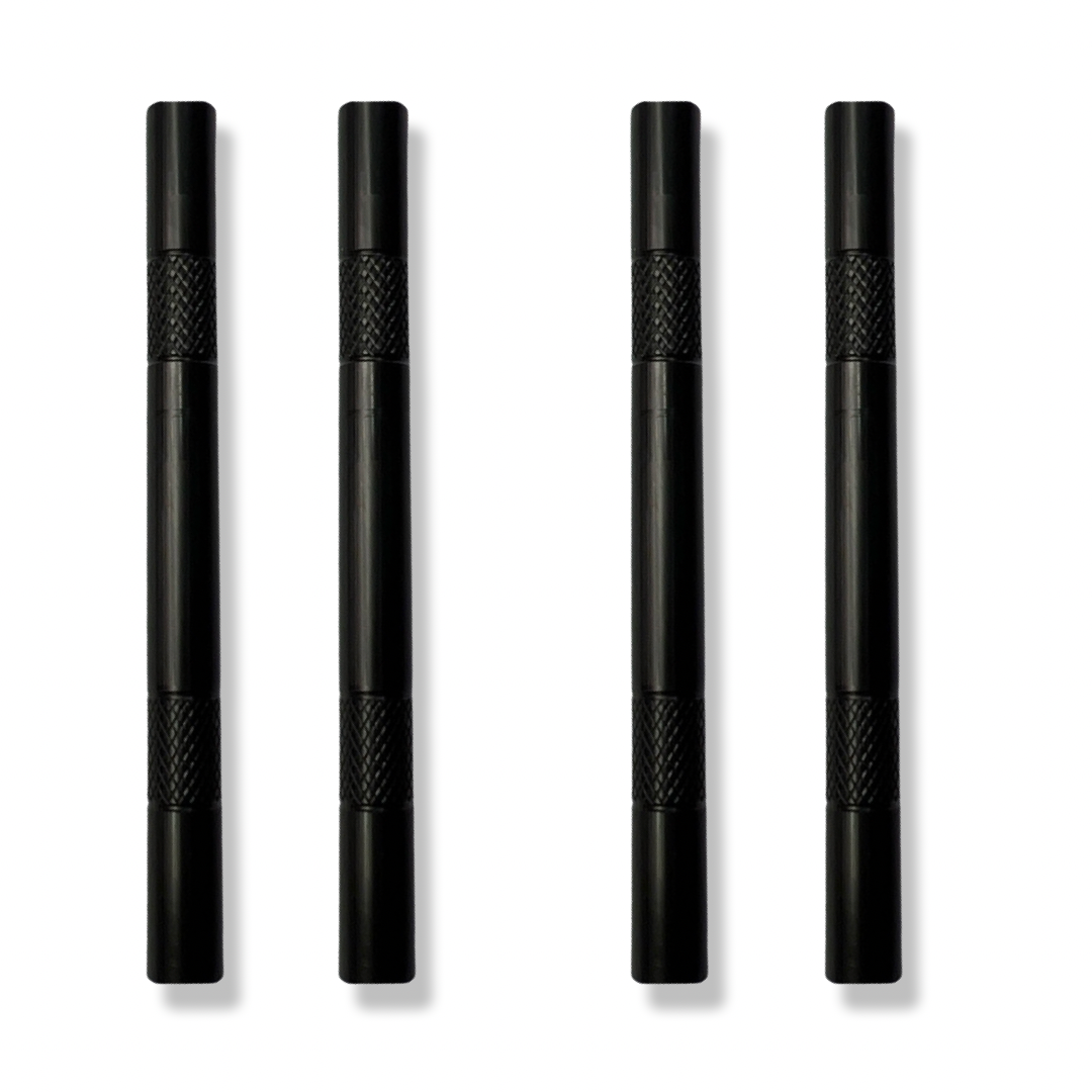 Tube set - 4 pieces - black matt tube made of aluminum - for your snuff - draw - tube - snuff - snorter - smoke pipe - stable, light, elegant nuff - dispenser - length 80mm - stable, light, elegant